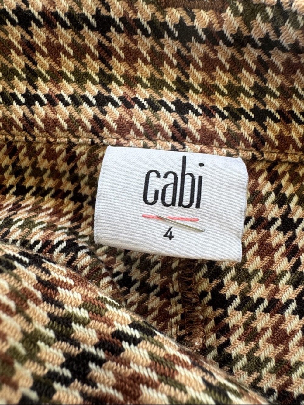 CAbi brown green houndstooth plaid print matching skirt and blazer set small - Picture 13 of 14